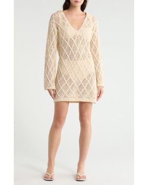 Elan Crochet Cover-Up Minidress - Natural