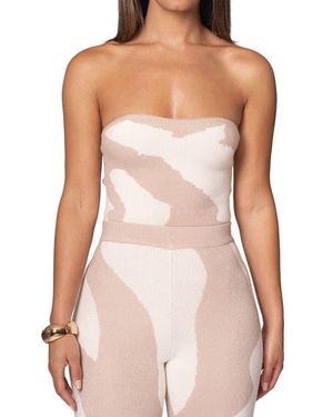 JLUXLABEL Tropic Oasis Strapless Knit Top - Pink