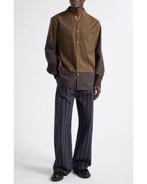 MM6 by Maison Margiela Colorblock Shirt Jacket - Brown
