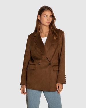 Belle & Bloom Charmer Faux Suede Blazer - Brown