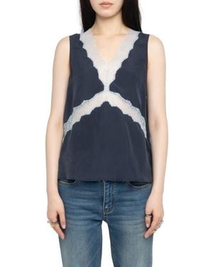Zadig & Voltaire Tasao Silk Lace Top - Blue