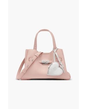DKNY Bryar Small Satchel With Heart Dangle - Pink