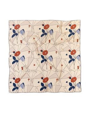 Lost Pattern Camellia Large Silk Square Scarf - Natural
