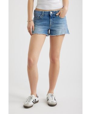 BP. Festival Fray Hem Denim Shorts - Blue