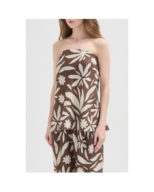 NUAJE NUAJE Rhea Strapless Bias Linen Top - Brown