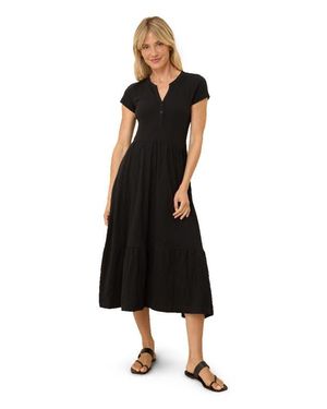 Pact Organic Cotton Relaxed Slub Henley Market Dress - Black