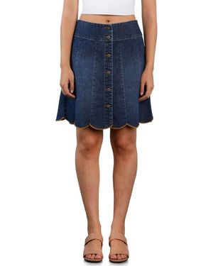 Wash Lab Denim Scalloped Hem Denim Miniskirt - Blue