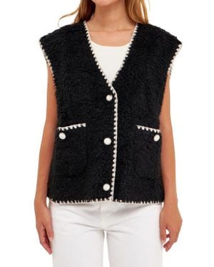English Factory Premium Faux Shearling Vest - Black
