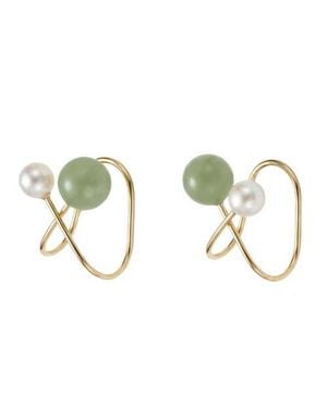 seree Colette Jade And Pearl Ear Cuffs - White