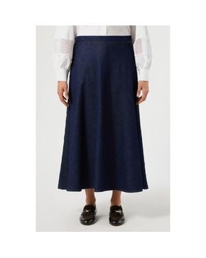Marina Rinaldi A-Line Midi Skirt - Blue