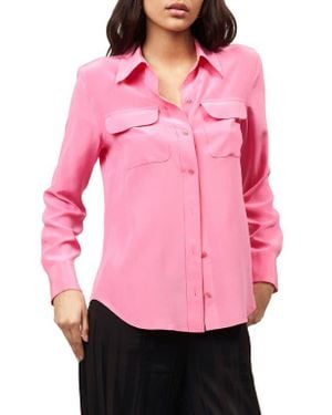 Equipment Signature Slim Fit Silk Button-Up Shirt - Pink