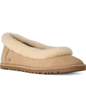UGG Zora Genuine Shearling Trim Ballet Flat - Natural