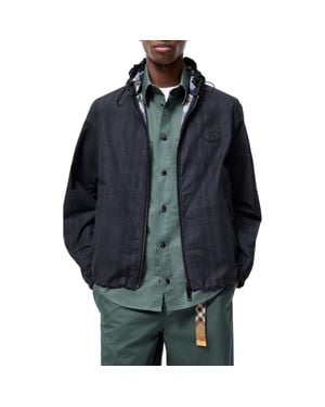 Burberry Check Cotton Newport Hooded Jacket - Black