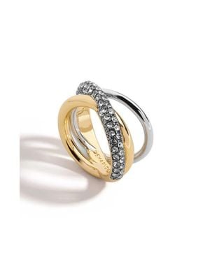 DEMARSON Aya Two-Tone Pavé Crisscross Pinky Ring - Metallic