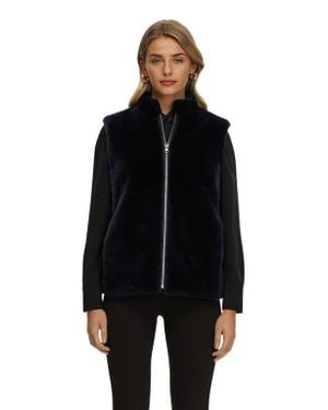 Gorski Reversible Select Genuine Shearling Vest With Loro Piana Wool And Cashmere Quilted Down Back - Black