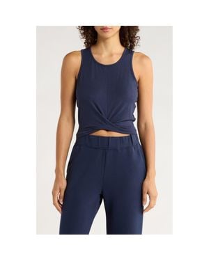 Mpg Twist Front Crop Tank Top - Blue