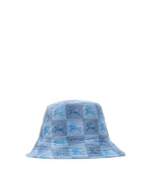 Burberry Kids' Knight Checkerboard Cotton Bucket Hat - Blue