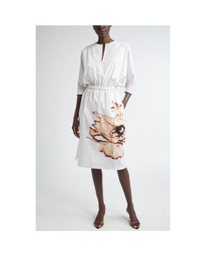 Jason Wu Floral Print Dolman Sleeve Dress - White