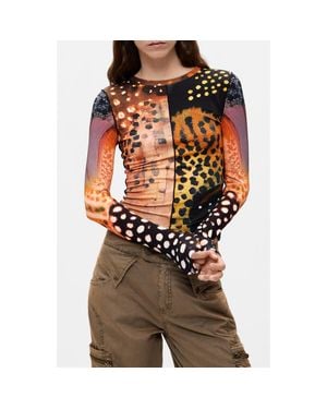 Desigual Print Top - Brown