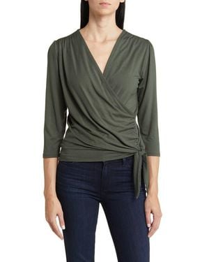 Loveappella Faux Tie Wrap Top - Green