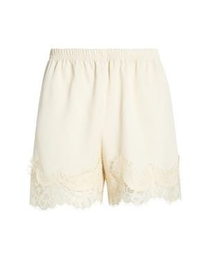 Open Edit Lace Trim Satin Shorts - Natural