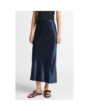 Vince Side Slit Matte Satin Slip Skirt - Blue