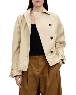 Mango Cotton Crop Trench Coat - Natural