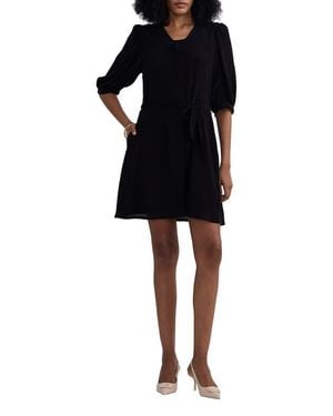 REISTOR Short Dress With A Waist-Tie - Black