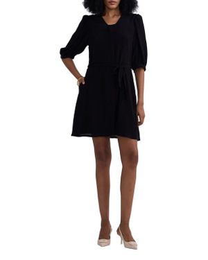 REISTOR Short Dress With A Waist-Tie - Black