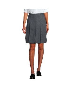 Lands' End School Uniform Solid Box Pleat Skirt Above Knee - Gray