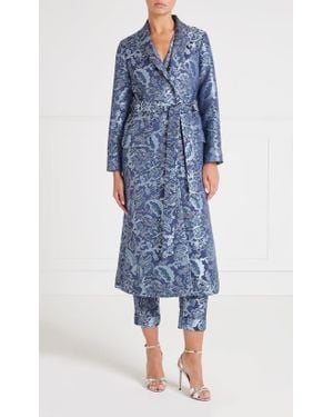 Temperley London Francis Long Coat With Belt - Blue