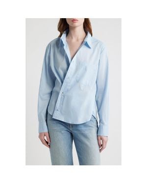 CISSA Relaxed Button-Up Wrap Shirt - Blue