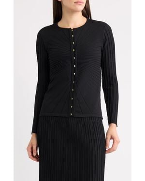 Anne Klein Sunburst Rib Cardigan - Black