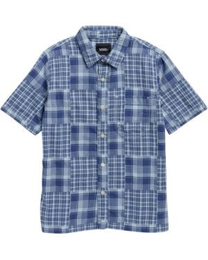 Vans Kids' Larkspur Mixed Plaid Short Sleeve Shirt - Blue