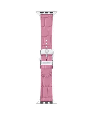 Michele Croc Embossed Leather 20Mm Apple Watch Watchband - Purple