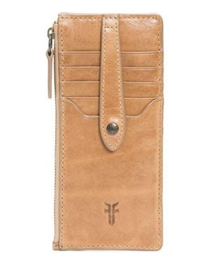 Frye Slim Leather Snap Card Wallet - Brown