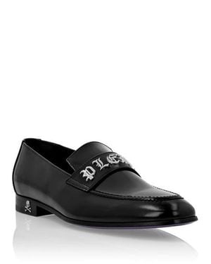 Philipp Plein Leather Moccasin Gothic Plein - Black