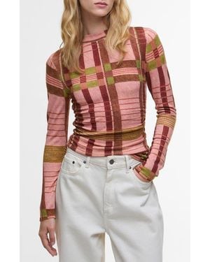 Barbour X Farm Rio Thalita Abstract Tartan Knit Top - Brown