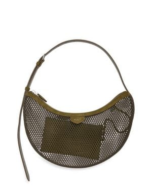 Alaïa One Piece Demi Lune Fishnet & Suede - Gray