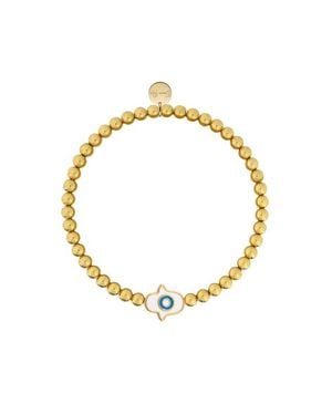 Emma Rae Hamsa Semi-Precious Gemstone Beaded Bracelet - Metallic