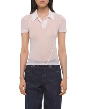 Helmut Lang Zerosca Sheer Modal Twisted Polo - Blue