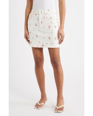 Rails Burbank Floral Embroidered Denim Miniskirt - Natural