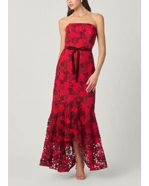 Shoshanna Midnight Cierra Delancey Lace Dress - Red