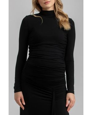 PIETRO BRUNELLI MATERNITY Ruched Moc Neck Maternity T-Shirt - Black
