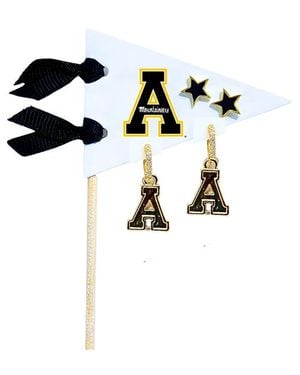 Color Shout Clemson College Pennant Pair Earring Set - Black