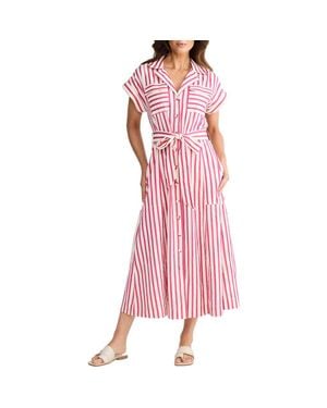 Brave+True Portia Stripe Maxi Shirtdress - Pink