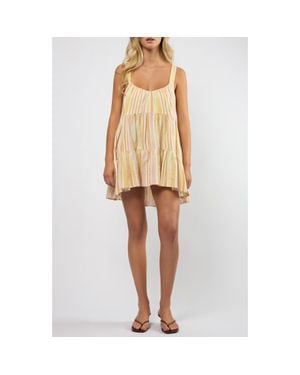 Viens Avec Moi Linen Blend Babydoll Mini Sundress - Natural