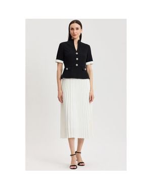 Ming Wang Noelle Pleated Crepe Maxi Dress - White