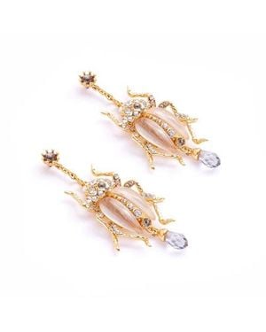 Bill Skinner Studio Bejewelled Beetle Drop Earrings - Metallic