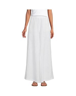 Lands' End Linen High Rise Palazzo Pants - White